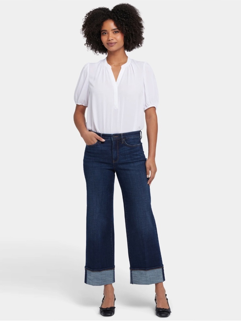 NWT - NYDJ - Teresa Wide Leg Jeans w/ 4" Cuffs - Night Skies